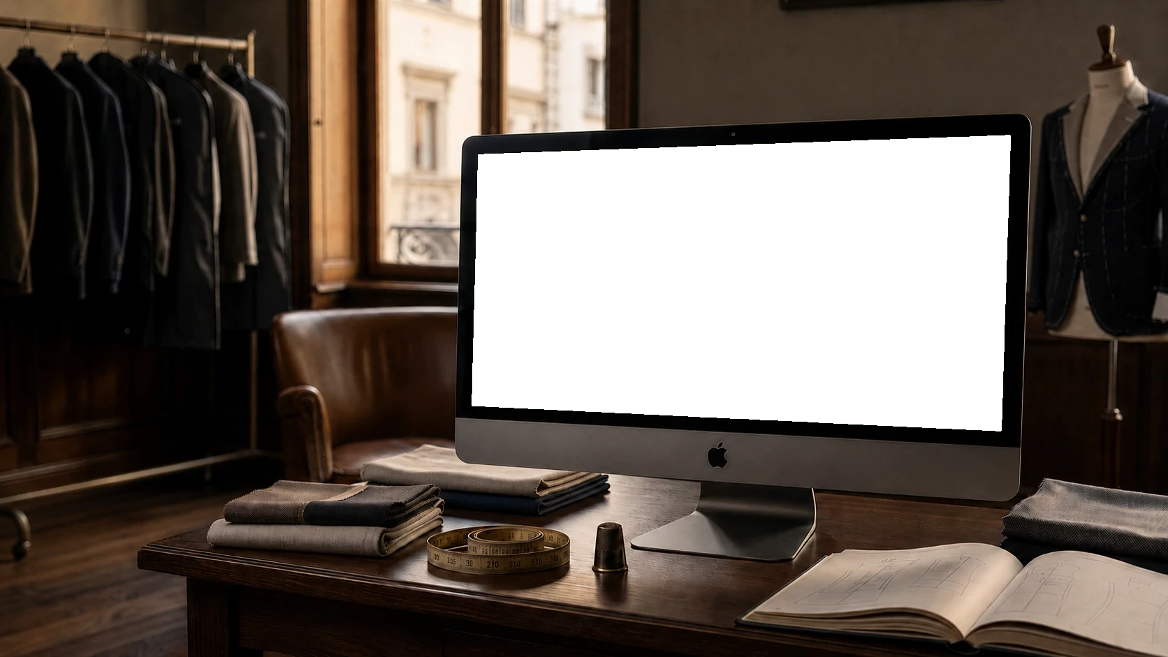Monitor sobre la mesa del atelier